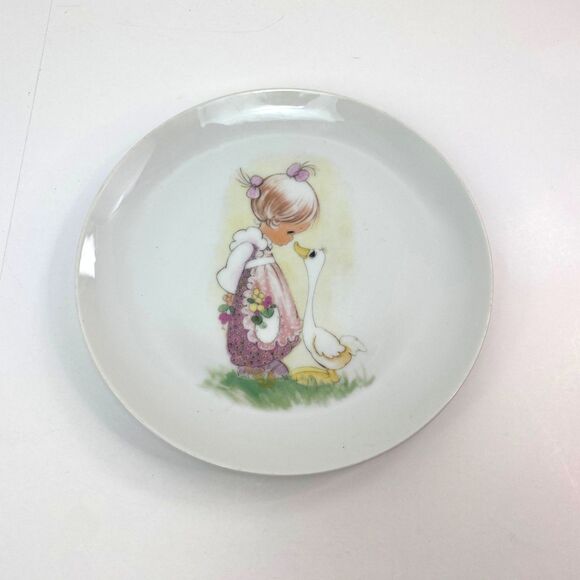 Vintage 1984 Precious Moments Girl and Goose Collector Plate Enesco 7.5" White - Picture 1 of 6